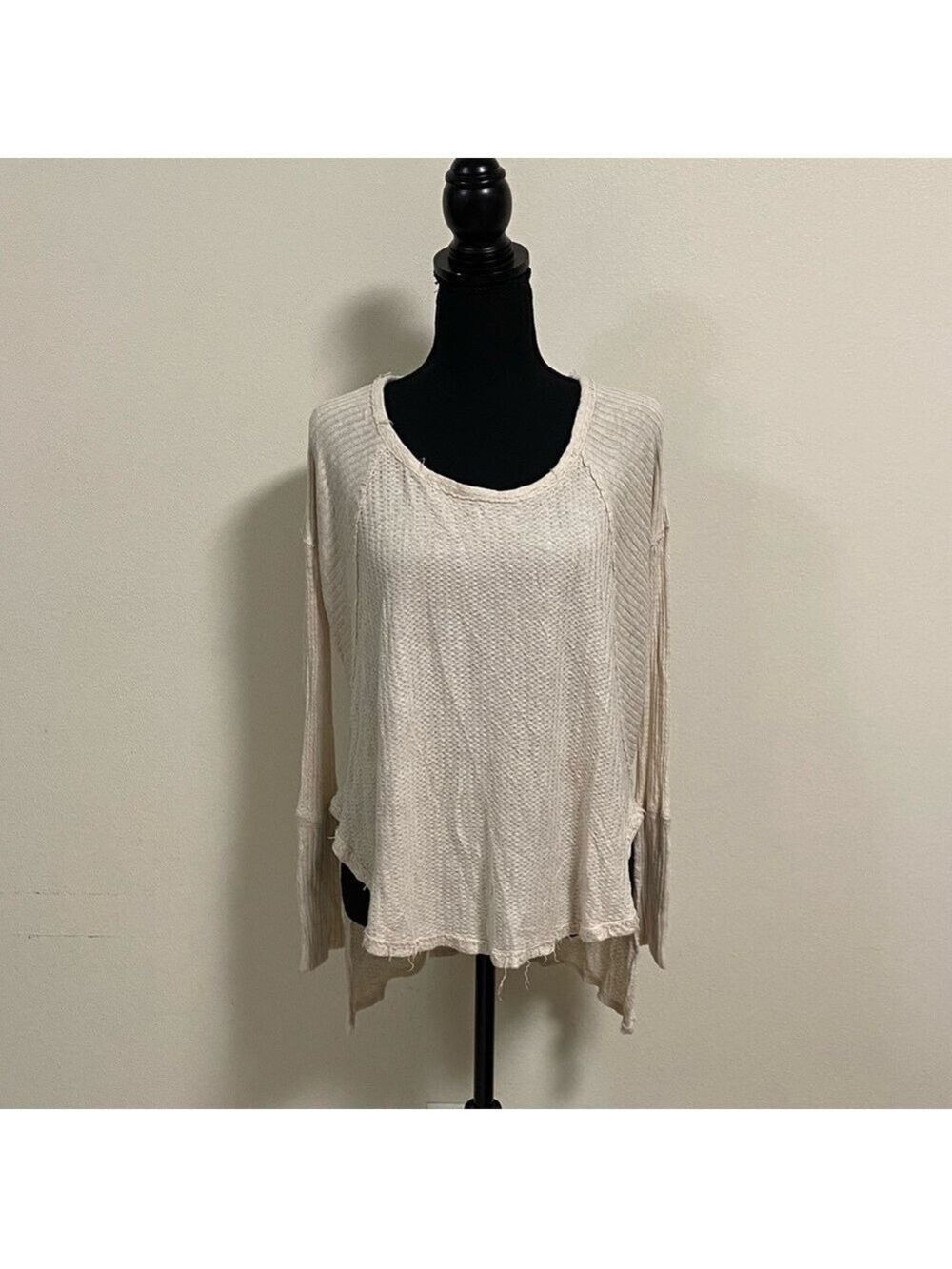 Free People waffle knit High low Top White Size XS